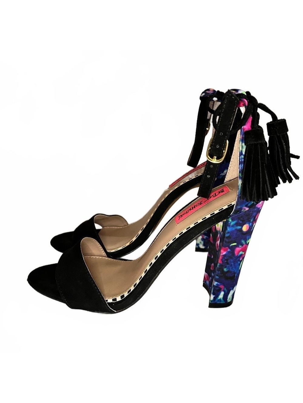 Betsey Johnson Rallo Floral Print Lace Up Block Heel Sandals Size 9 - Picture 4 of 6